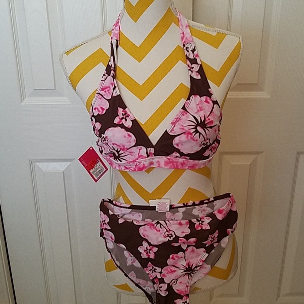 NWT girls XL 2 piece bikini swim suit pink